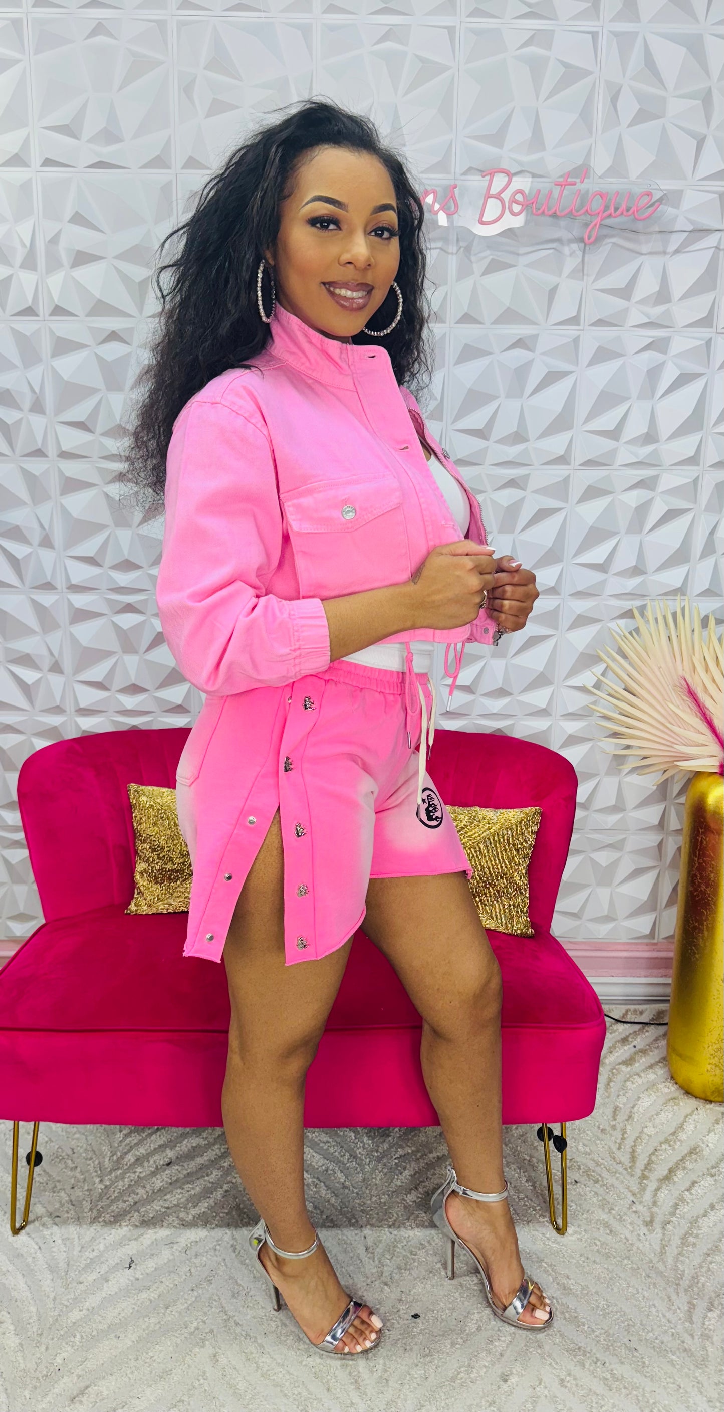 Pink flame shorts