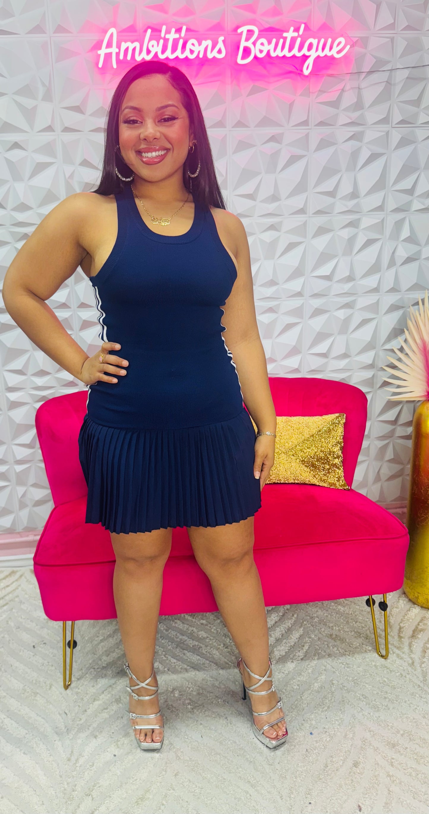 Pretty and pleated dress(two colors)