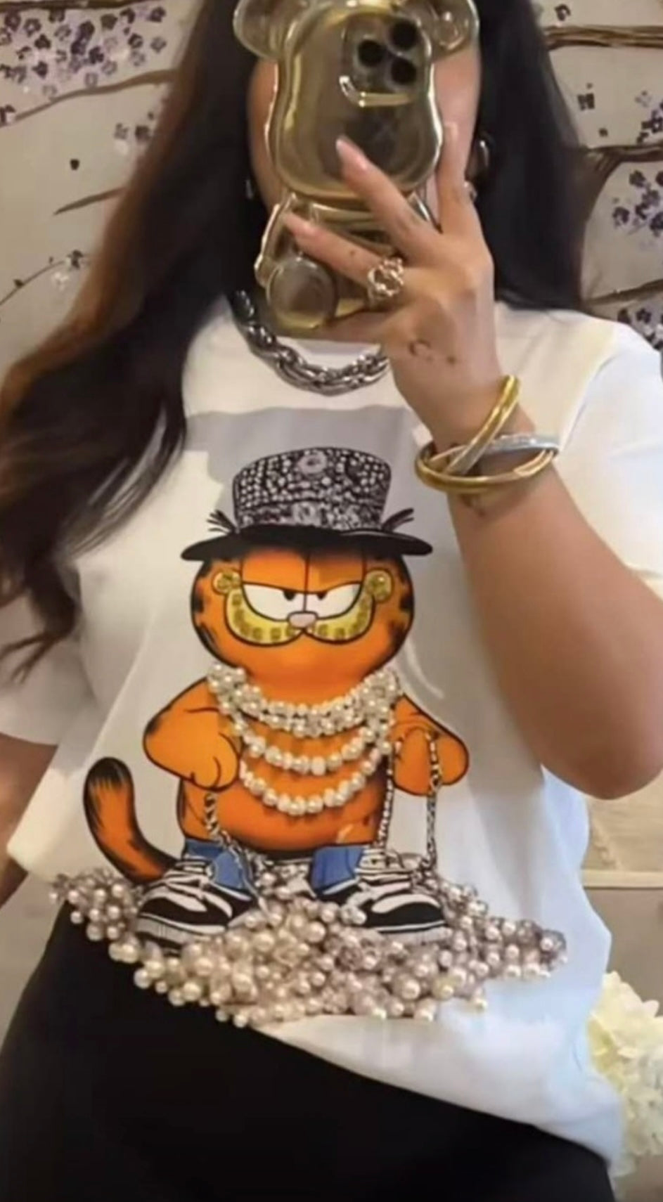 Pearls dropped graphic T-shirt