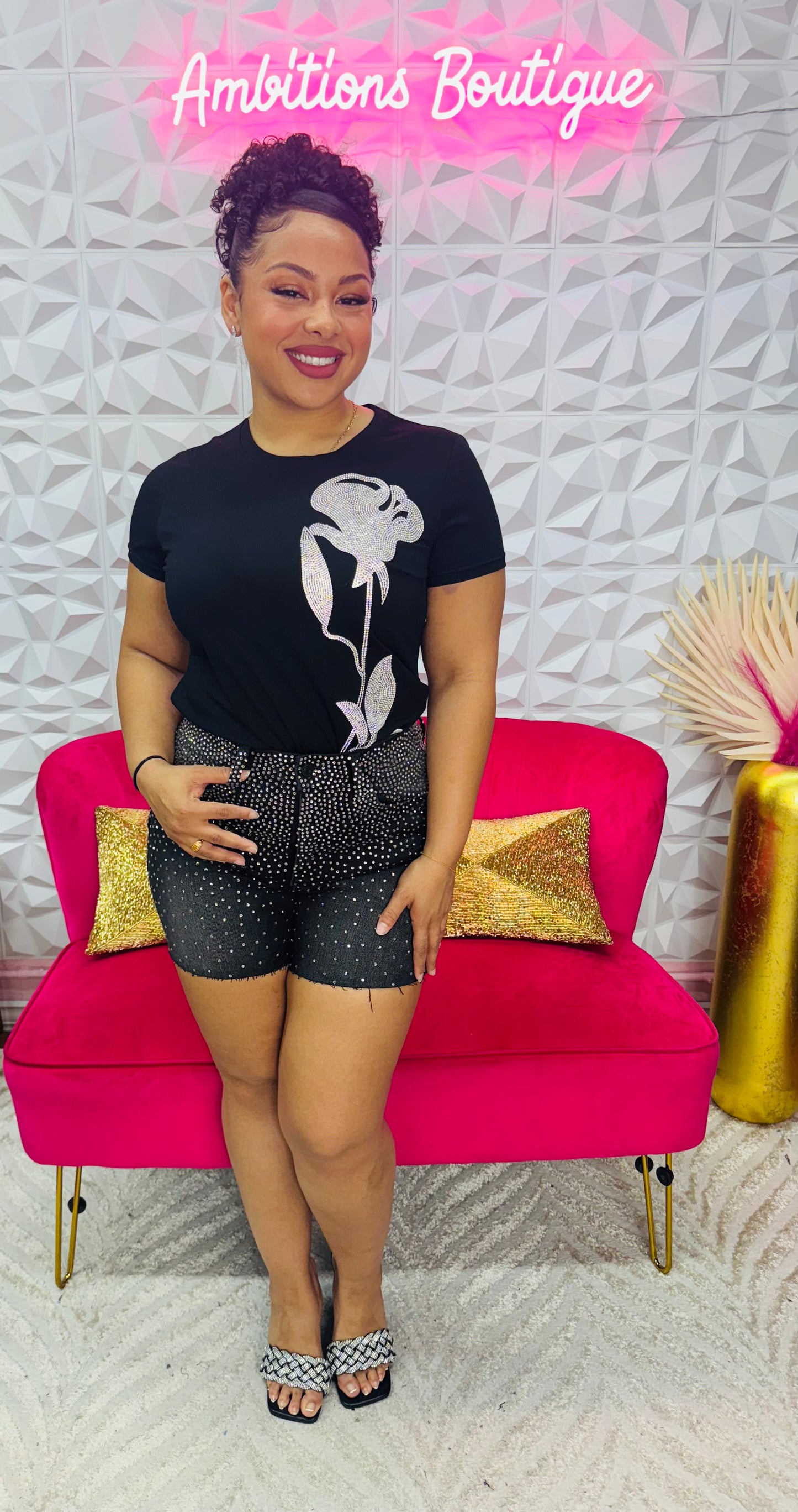 Rose bling T-shirt