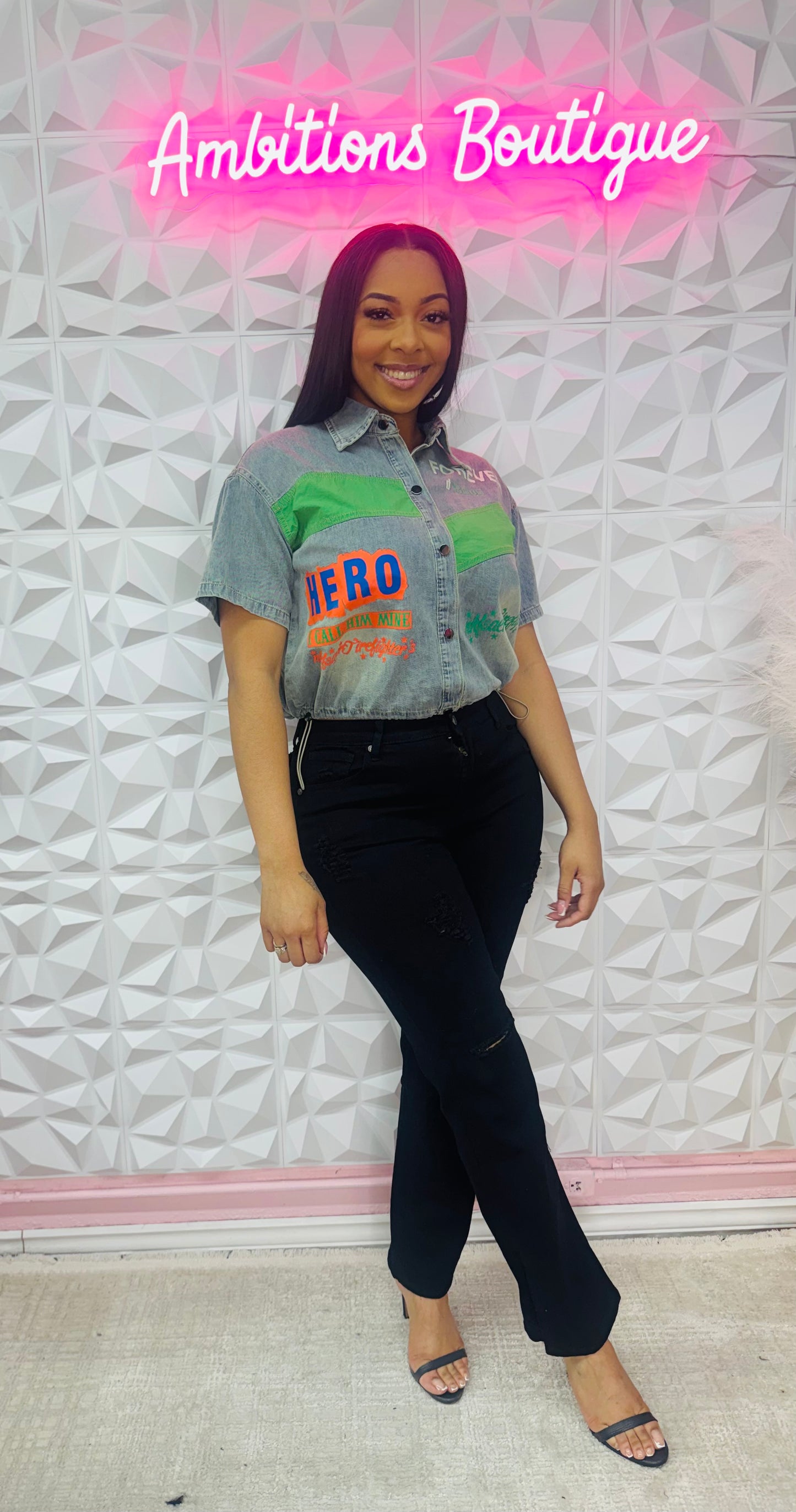 Graffiti denim shirt