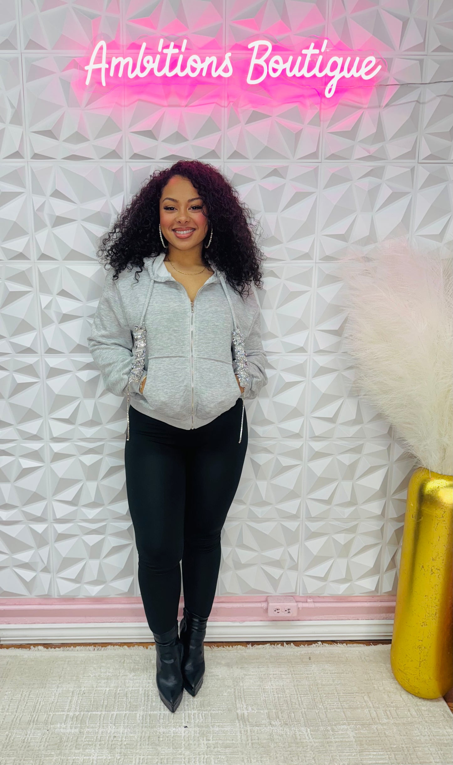 Up a notch rhinestone hoodie