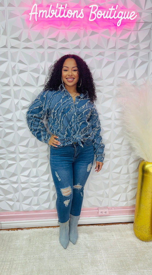 So damaged denim top