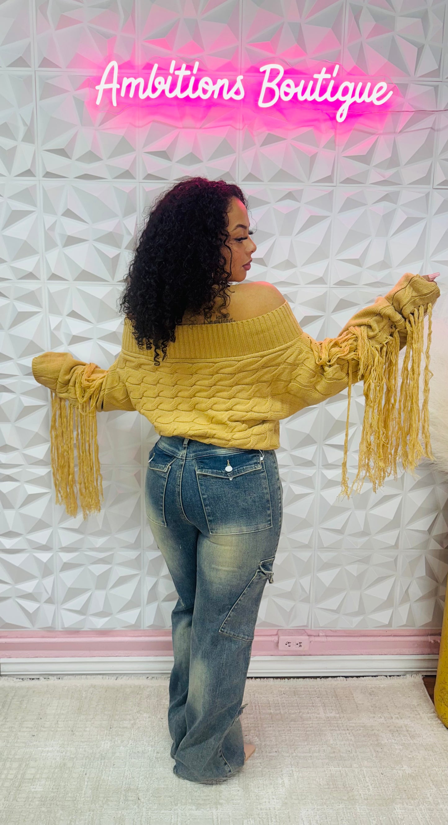 Shoulder action sweater