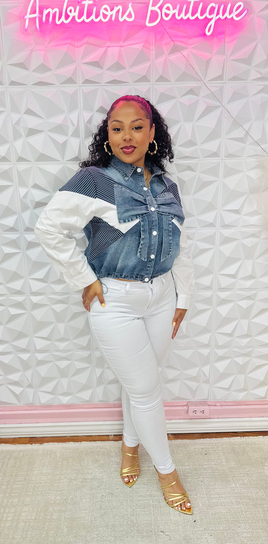 Denim bow top