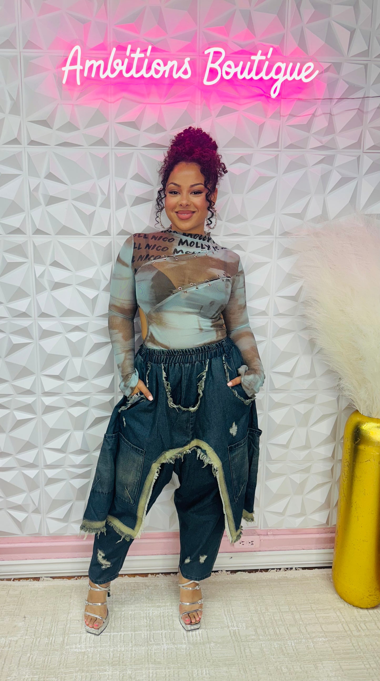 Peace and love boho jeans
