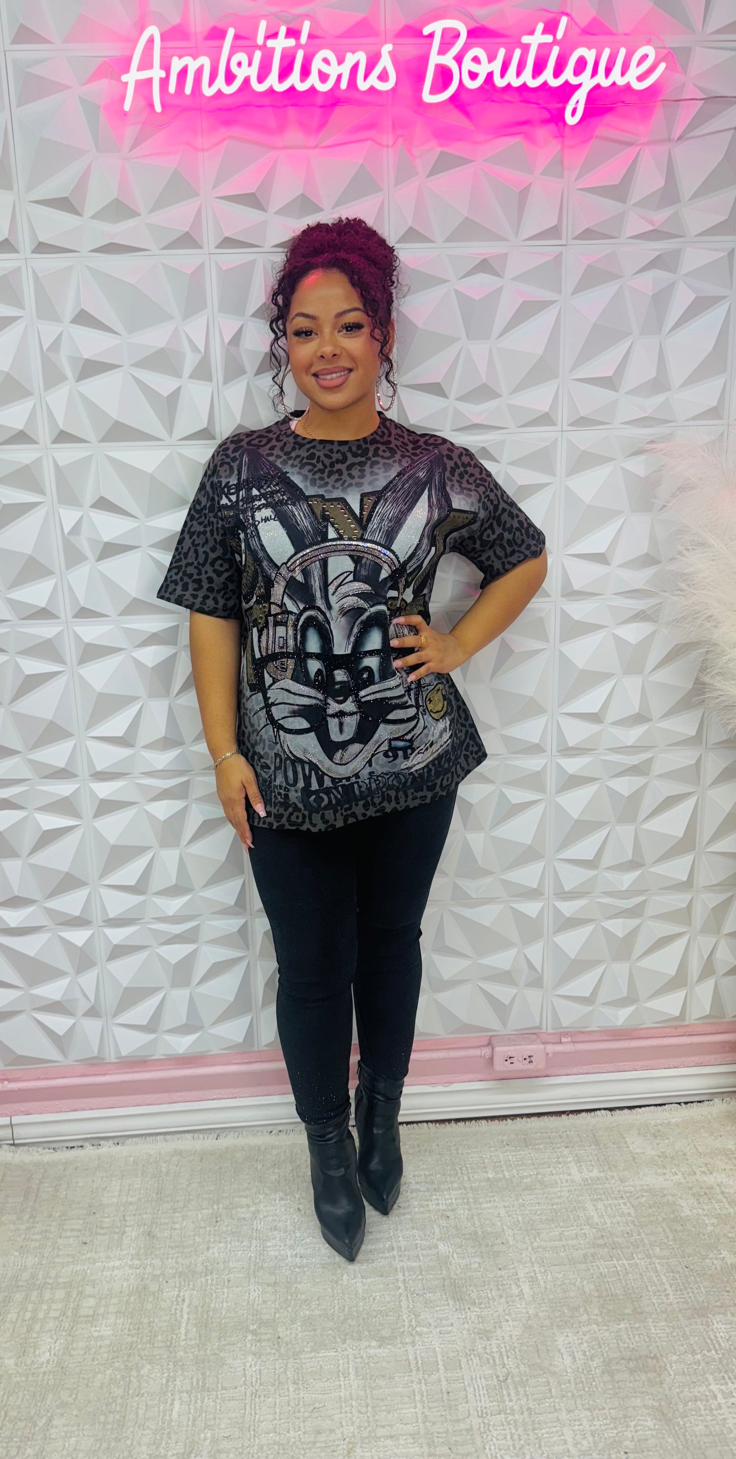 Crazy rabbit bling T-shirt