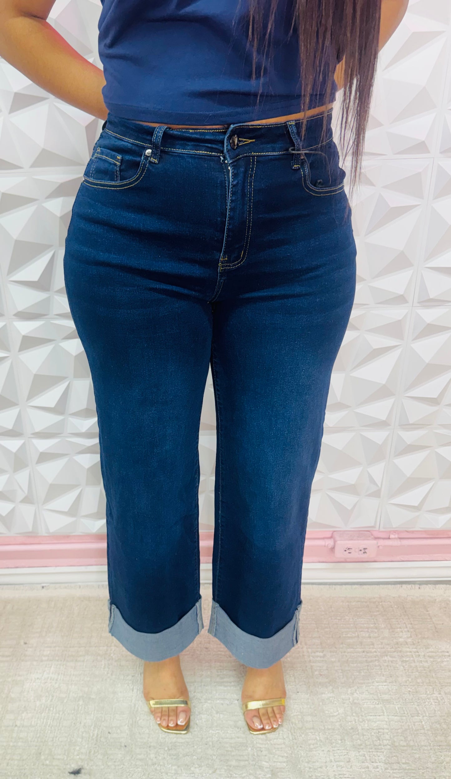 Cuff it dark wash jeans