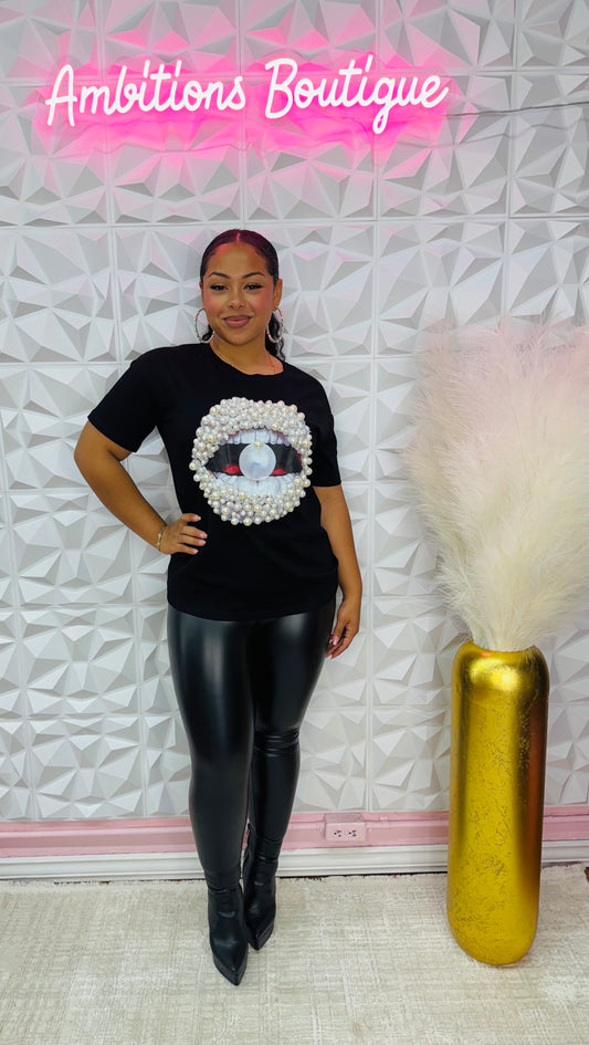 Kiss of pearl T-shirt(two colors)