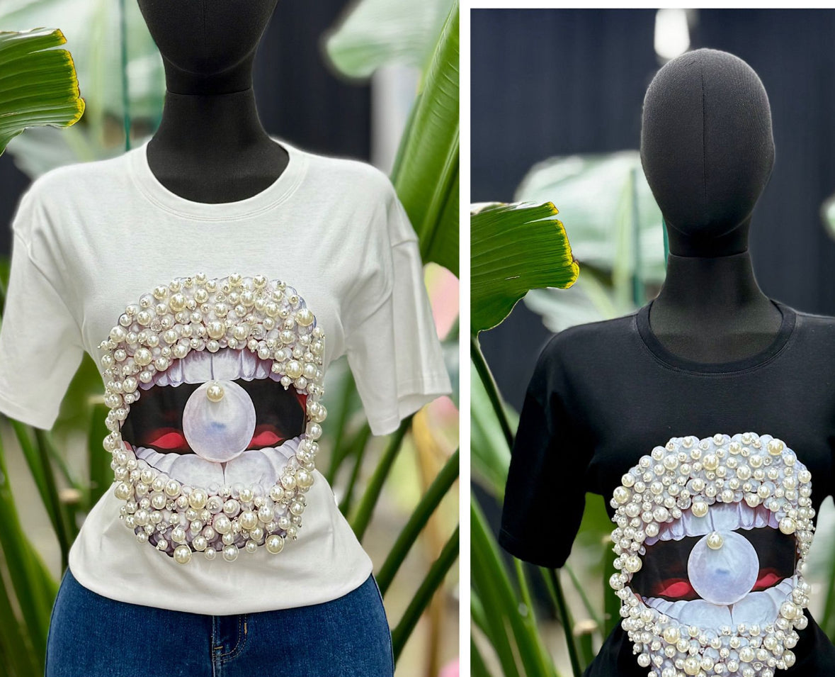 Kiss of pearl T-shirt(two colors)