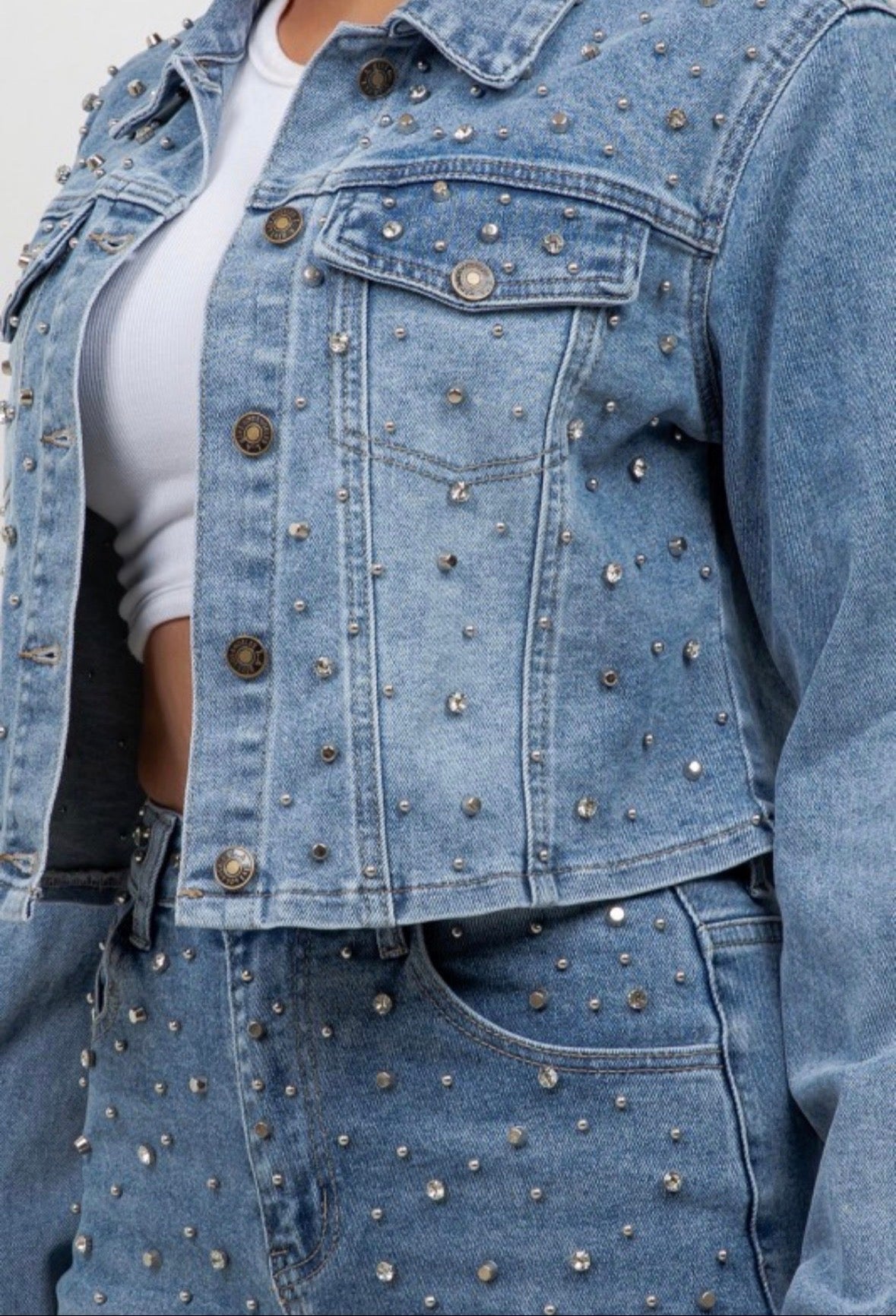 Upscale diamond denim set