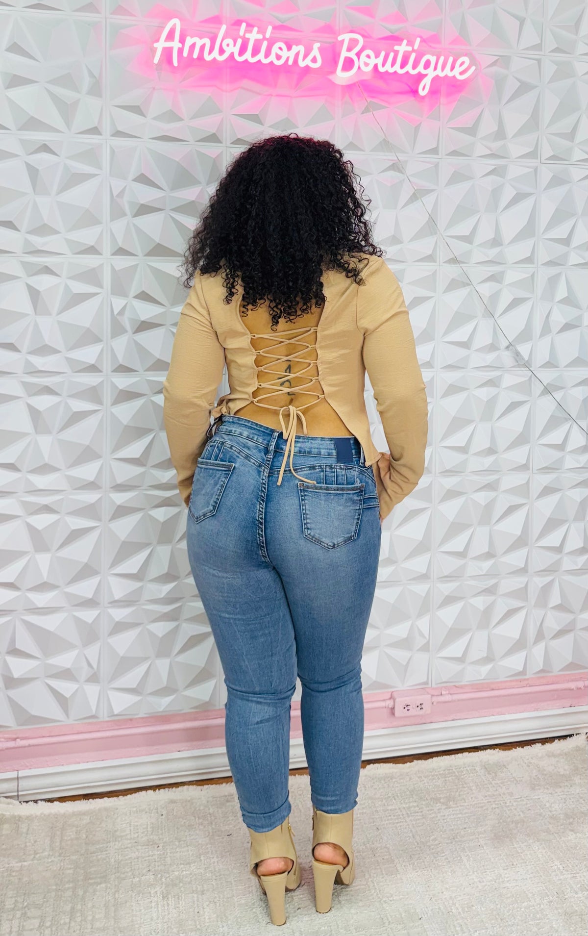 Lace back top