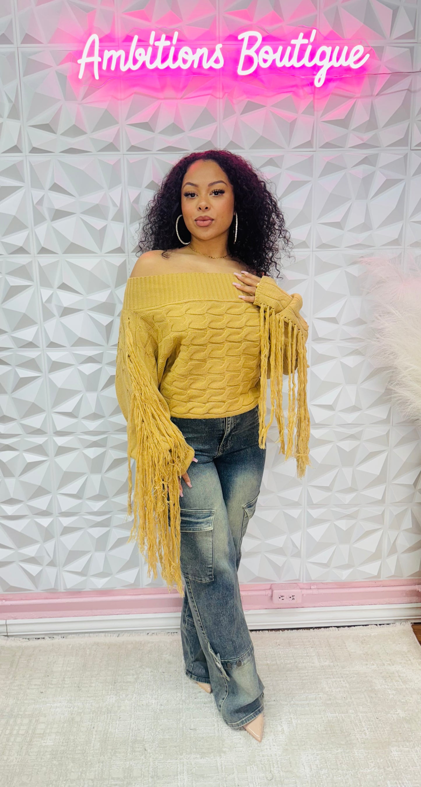 Shoulder action sweater