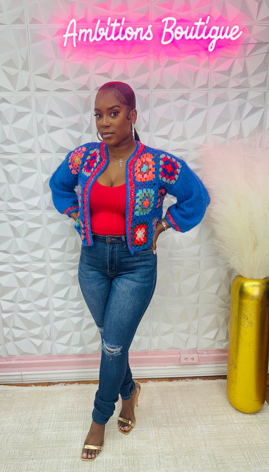 Colorful crochet cardigan