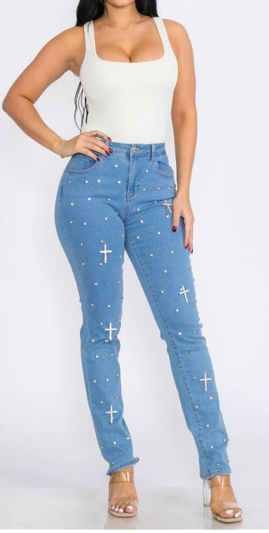 Cross my heart jeans(two colors)