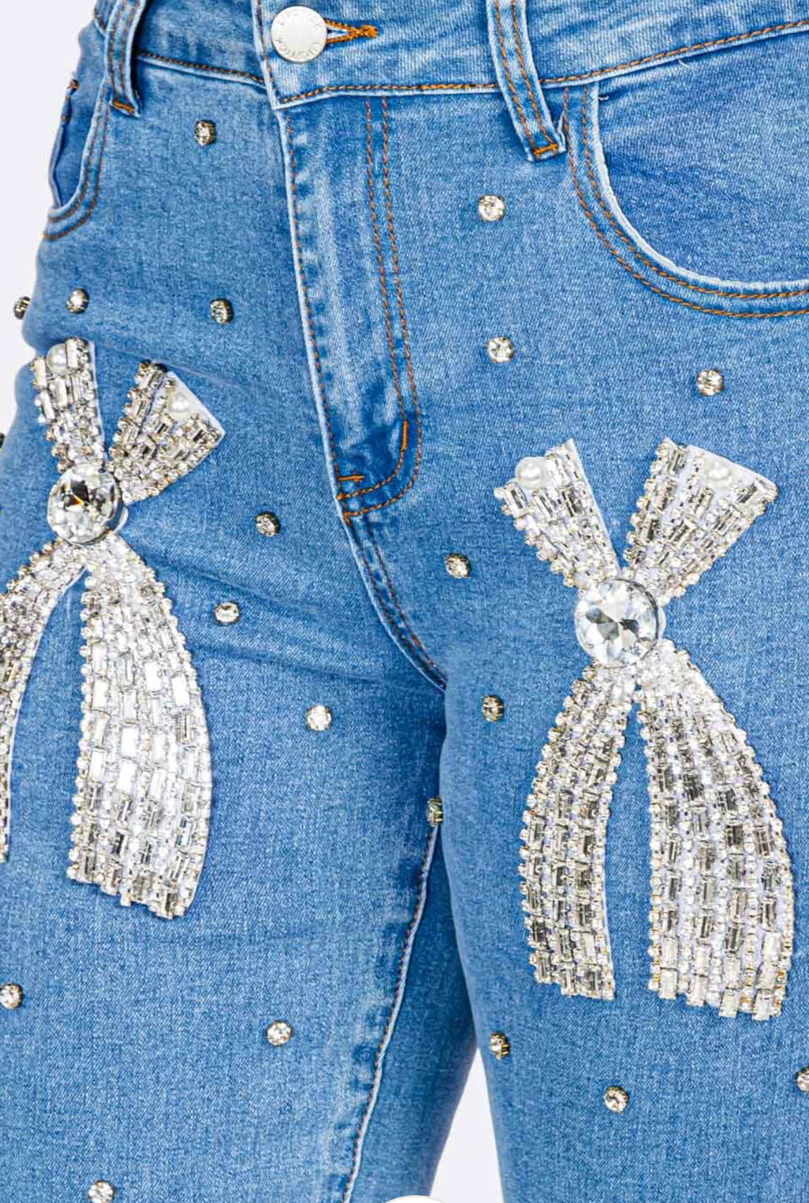 Bling bow denim