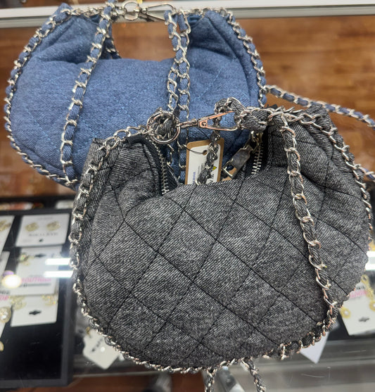 Denim croissant bag