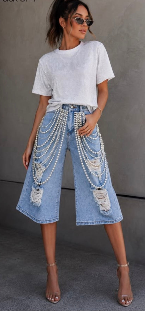Pearl drop shorts