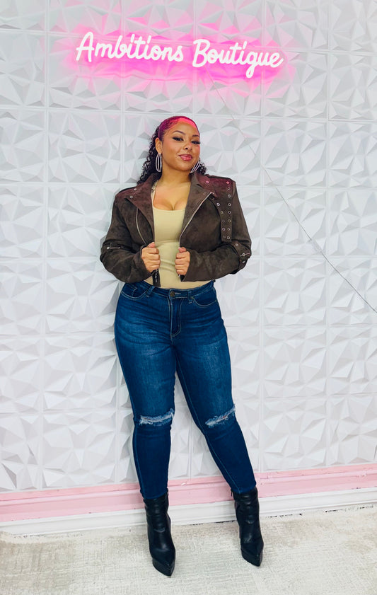 Sweet as chocolate moto jacket
