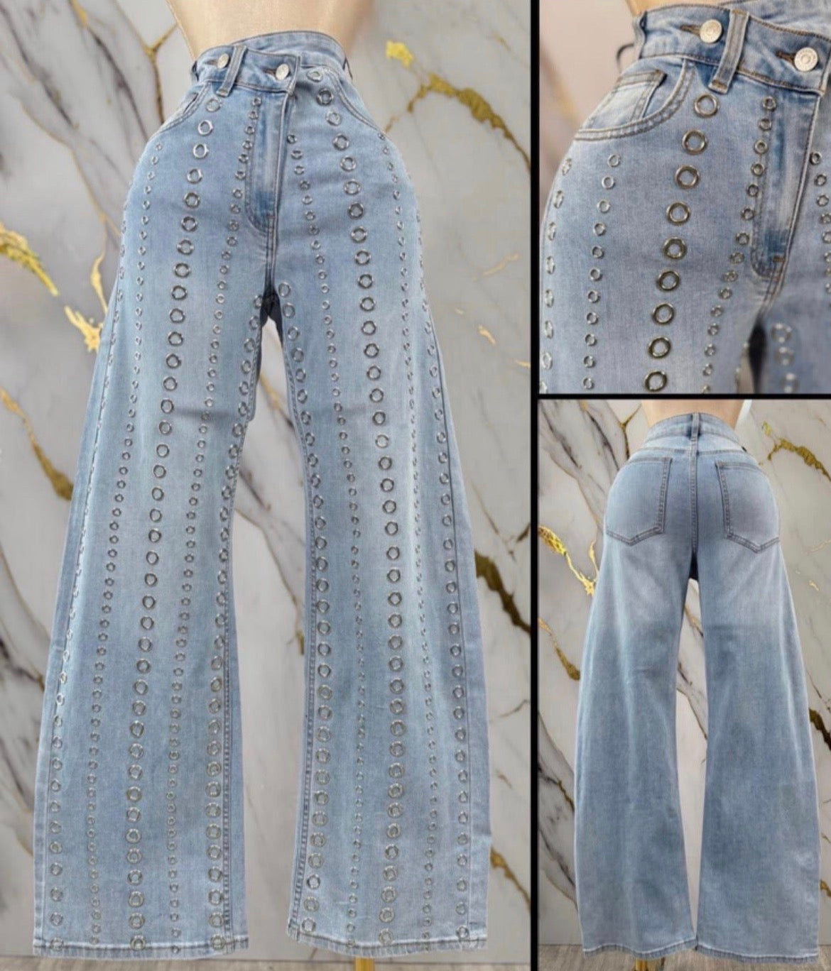 Silver grommet jeans